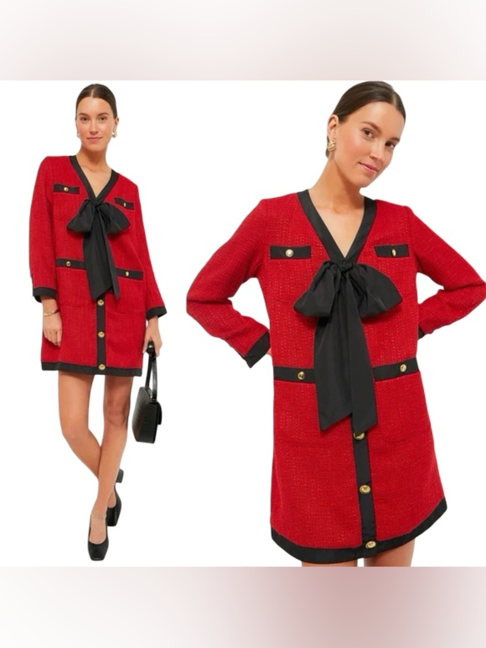 Pomander Place Red Coco Tweed Bow Dress (perfect condition!)